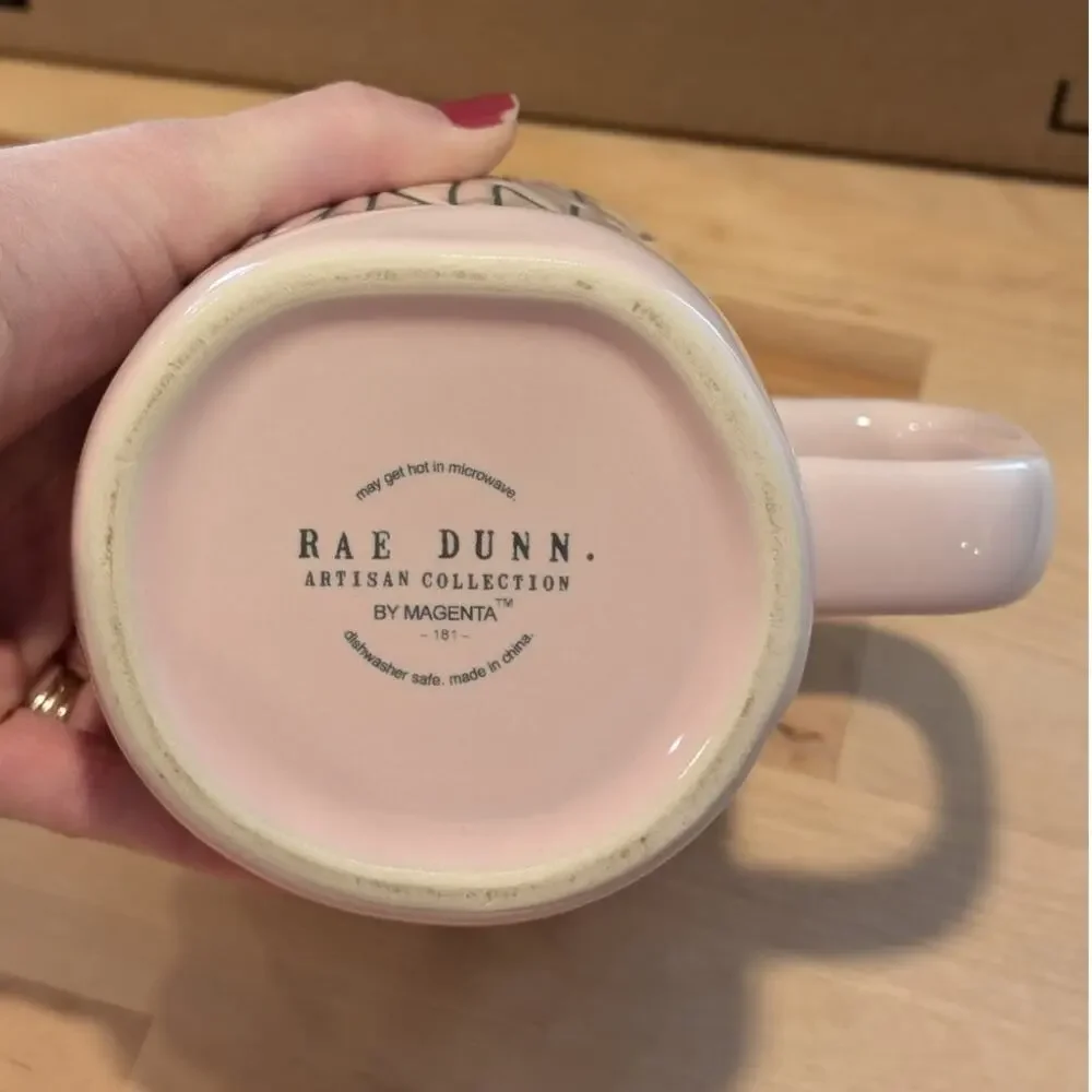 Rae Dunn Magenta Hunny Bunny Pastel Pink Ceramic Coffee Tea Mug Bunny Ears Lid